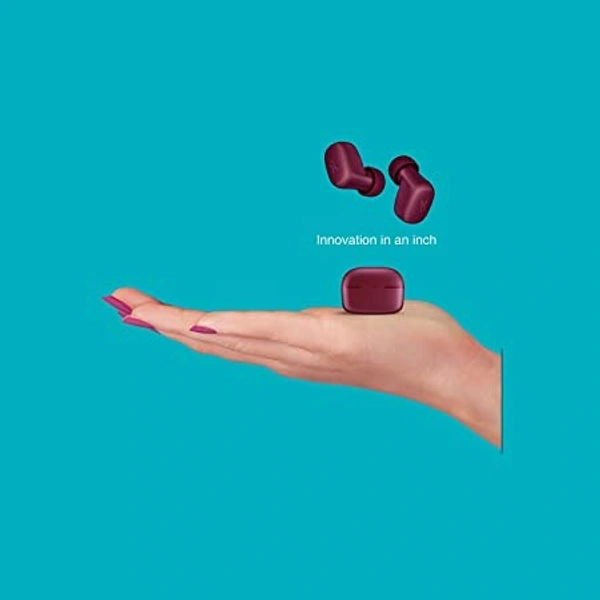 FINGERS SizeZero - World’s Tiniest True Wireless in-Ear Earbuds with 15-Hour Battery Life, Built-in Mic with SNC™ for Clear Calls, Sweat Proof, Lightweight & Smart Touch Controls - Plum