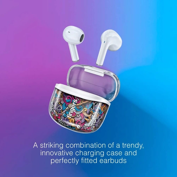 FINGERS Melo-Mania in-Ear True Wireless Earbuds [25 Hours Playback | Built-in Mic with SNC™ (Surround Noise Cancellation) | IPX4 Sweat Proof | Type-C Fast Charging] - White