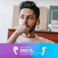 FINGERS Melo-Mania in-Ear True Wireless Earbuds [25 Hours Playback | Built-in Mic with SNC™ (Surround Noise Cancellation) | IPX4 Sweat Proof | Type-C Fast Charging] - White