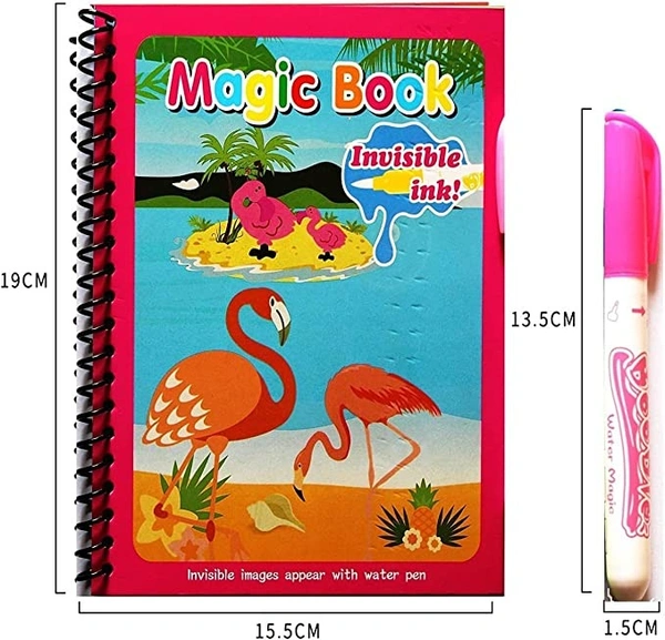 Reusable Magic Water Quick Dry Book Water Coloring Book Doodle with Magic Pen for Painting Children's Cartoon Images (Pack of 1, Random Designs) - NO Colors Required