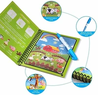 Reusable Magic Water Quick Dry Book Water Coloring Book Doodle with Magic Pen for Painting Children's Cartoon Images (Pack of 1, Random Designs) - NO Colors Required