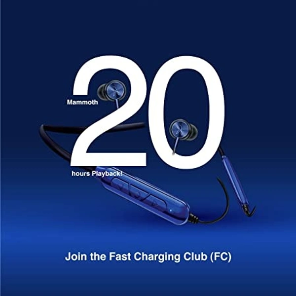 FINGERS FC-Royale Bluetooth Wireless Neckband in Ear Earphones with Built in Mic (Royal Blue)