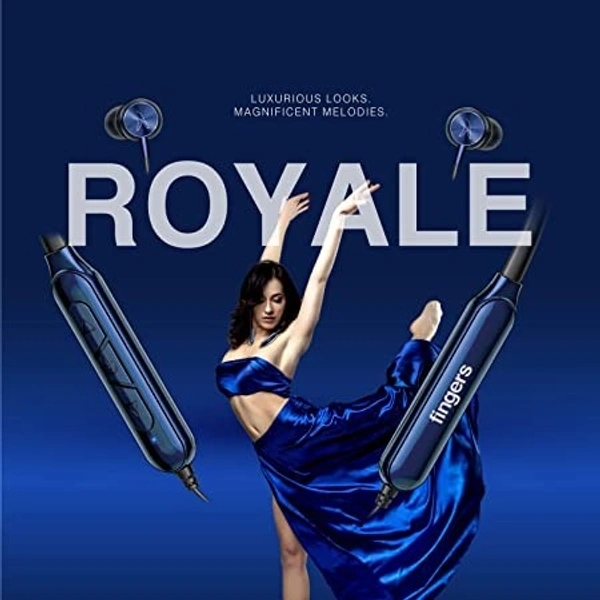 FINGERS FC-Royale Bluetooth Wireless Neckband in Ear Earphones with Built in Mic (Royal Blue)