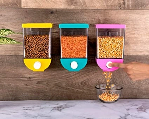 Push Button Wall Mount Transparent Kitchen Storage Container with 1500 ML Capacity, Push Button Storage Container/Wall-Mounted Storage Container/Punch Free Press Type Pack of (1)