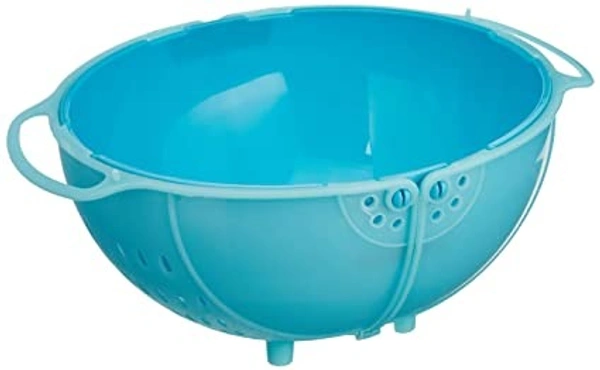 Plastic Drainer/Colander with lid - Blue