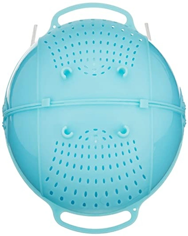 Plastic Drainer/Colander with lid - Blue