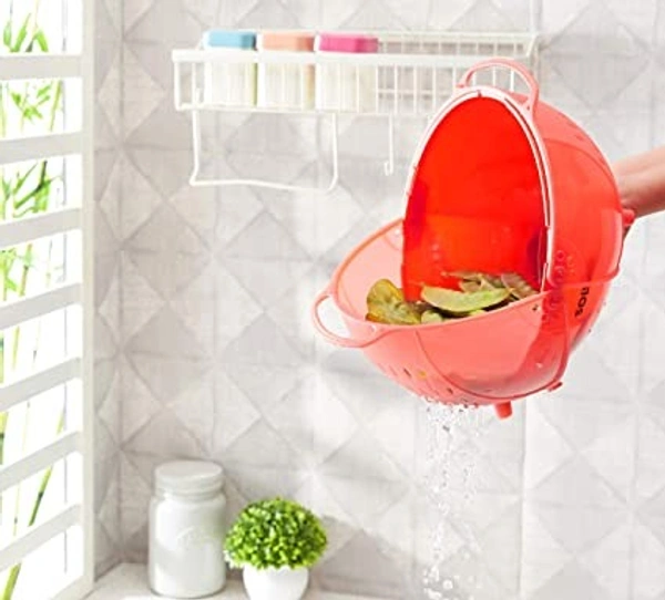 Plastic Drainer/Colander with lid - Red