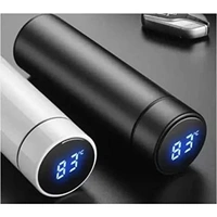 Led Temperature Digital Display Stainless Steel Water Bottlel Thermos Double Walled Vacuum Insulated Thermal Flask Stay Hot/Cold for 24 hrs for School/Office/Home/Travel/Gym 500ml - White