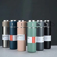 Latest Steel Vacuum Flask Set with 3 Steel Cups Combo - 500ml - Hermrfic - Odorless - Keeps HOT/Cold | Ideal Gift for Winter