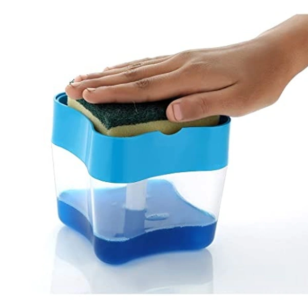 Plastic Soap Pump Dispenser with Sponge Holder Caddy for Kitchen Sink Dish Washing Soap Dispenser