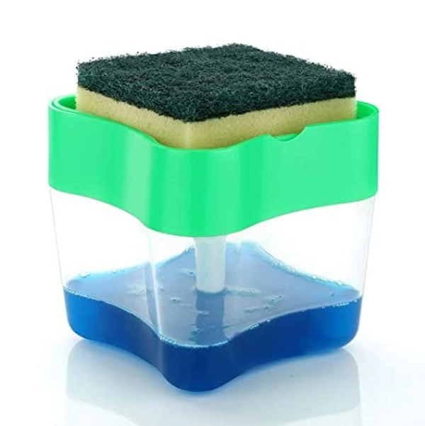 Plastic Soap Pump Dispenser with Sponge Holder Caddy for Kitchen Sink Dish Washing Soap Dispenser