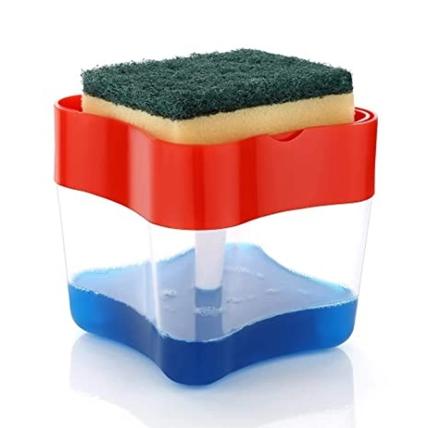 Plastic Soap Pump Dispenser with Sponge Holder Caddy for Kitchen Sink Dish Washing Soap Dispenser