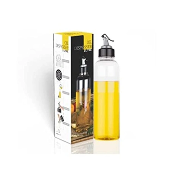 Plastic 1 litres Oil Dispenser for Cooking, Easy Flow Oil and Vinegar Bottle, Oil Pourer, Liquid Dispenser, Transparent, Unbreakable