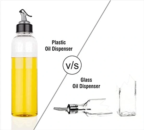 Plastic 1 litres Oil Dispenser for Cooking, Easy Flow Oil and Vinegar Bottle, Oil Pourer, Liquid Dispenser, Transparent, Unbreakable