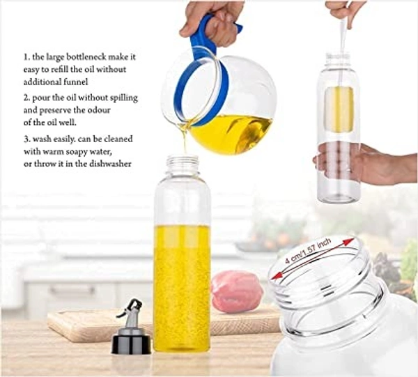 Plastic 1 litres Oil Dispenser for Cooking, Easy Flow Oil and Vinegar Bottle, Oil Pourer, Liquid Dispenser, Transparent, Unbreakable