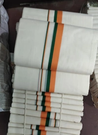 BJP Big Border Party Dhoti - 3.80 Mtr, Off White