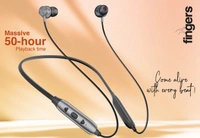FINGERS Gig2 Wireless in-Ear Bluetooth Neckband Earphones with 50-hour Playtime, Magnetic Earbuds, Made in India (Rich Grey)