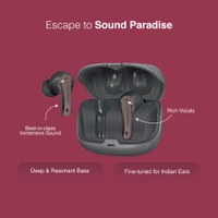 FINGERS ANC-Paradise TWS Earbuds with Crystal Clear Audio, 32-hour playtime, Dual Built-in Mic with ANC &amp; SNC™ Technology, Intelligent Voice Assistant, 3 Sound Effects - Dark Silver + Gun Metal - Black