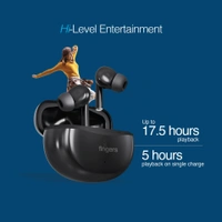 FINGERS Go-Hi-3 True Wireless Earbuds (17.5 hours Playtime | In-built Mic with Surround Noise Cancellation (SNC) Technology| Immersive Bass | IPX4 Sweat Resistant | Type-C Fast Charging | Voice Assistant) - Black