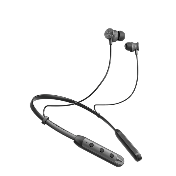 FINGERS Sonique-BT2 Wireless Neckband Earphones (44 hours Playtime, Dual Neckband Pairing Technology, Built-in Mic with SNC (Surround Noise Cancellation) Technology, IPX4, Magnetic Earbuds), Rich Grey