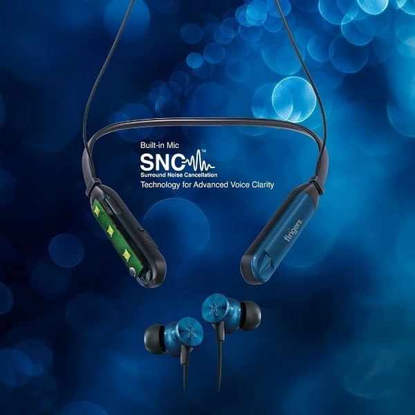 FINGERS Marina-BT7 Wireless Neckband Earphones (44 Hours Playtime, Dual Neckband Pairing Technology, Built-in Mic with SNC (Surround Noise Cancellation) Technology, IPX4, Magnetic Earbuds)