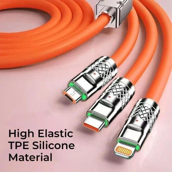 Tecsox 3 in 1 120W Fast Charging Cable | For iOS & Android
