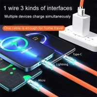 Tecsox 3 in 1 120W Fast Charging Cable | For iOS & Android