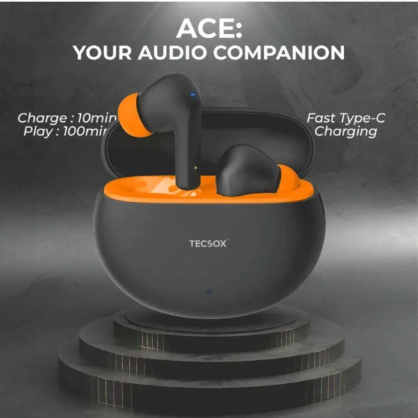 TecSox Ace Earbuds | Balanced Sound with 20 Hr Playtime