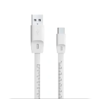 FINGERS FMC-ChargeScale-C03 USB-A to Type-C Mobile Cable (India’s First Cable with Built-in Measuring Scale, Fast Charging Support (20W), Quick Data Transfer, Flat Tangle-free Design, 1 m long) - Classic White