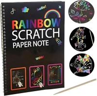 Rainbow Scratch Paper Note with Wooden Pen