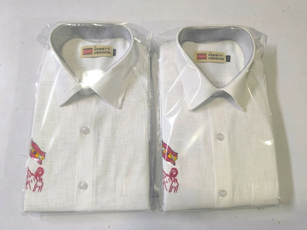 TVK Logo Embroidery Shirt - White, 42, H
