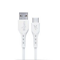 FINGERS FMC-TypeC-09 Mobile Cable with Fast Charging (up to 3.0 A) and Data Transfer - 1 Meter Length, White