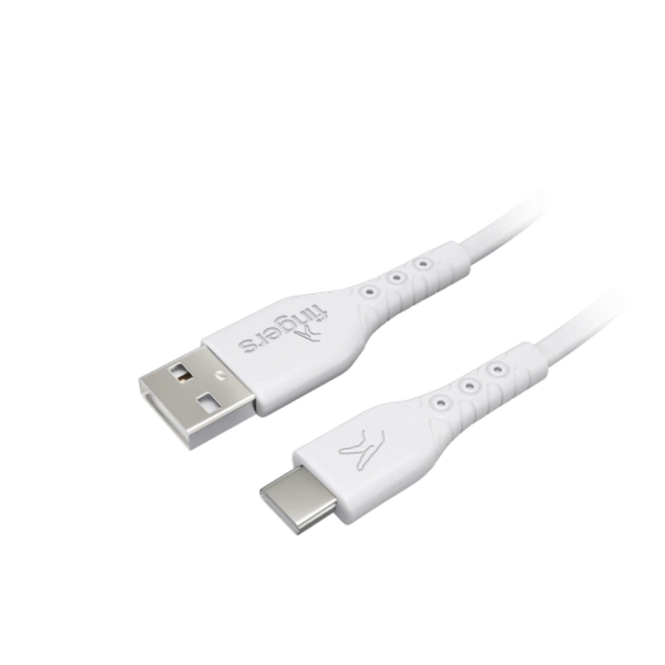 FINGERS FMC-TypeC-09 Mobile Cable with Fast Charging (up to 3.0 A) and Data Transfer - 1 Meter Length, White