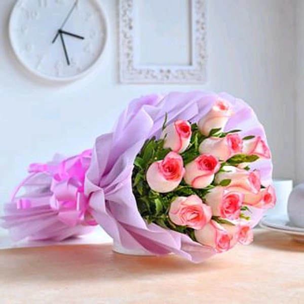White Pink Roses Bouquet 