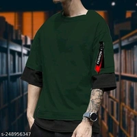 Farbot Men Fashion Round Solid Black T-shirt  - Black, XS