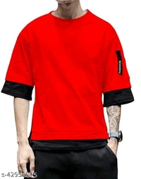 Farbot Men Fashion Round Solid Black T-shirt  - Black, XS