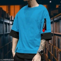 Farbot Men Fashion Round Solid Black T-shirt  - Black, XS