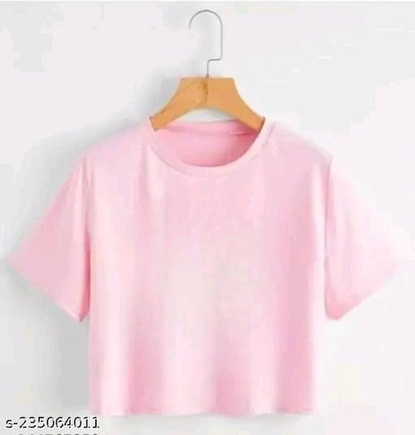 Trendy Feminine Printed Crop Tshirt Round Neck For Top Women's  - L
