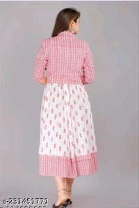 Women Floral Print Rayon Pink Anarkali Kurti With Jacket - M L XL XXL