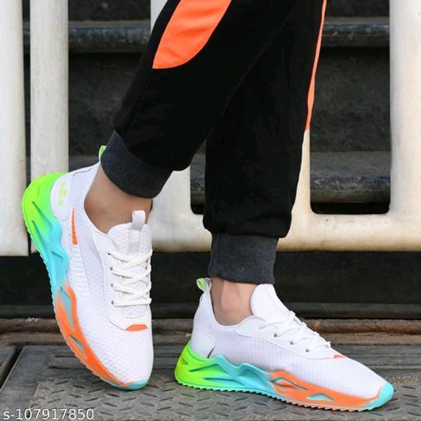 White Colorblocked Sneaker For Men - White, IND-6 IND-7 IND-8 IND-9