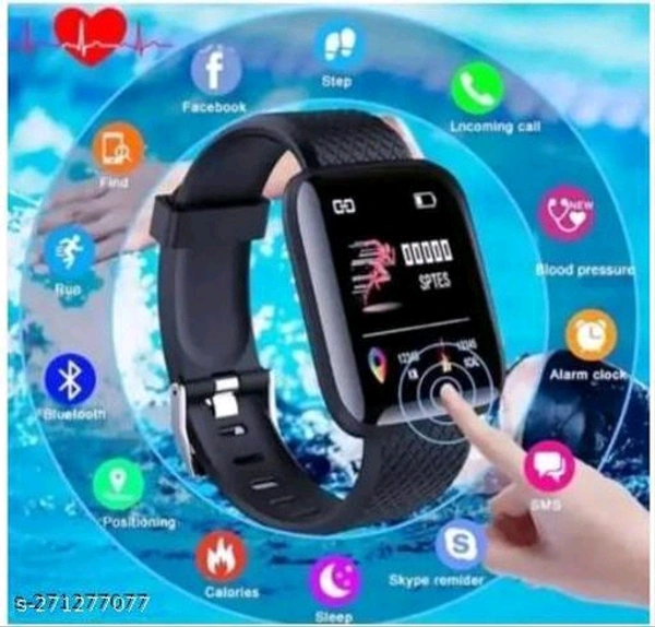 ID-116 Plus Bluetooth Smart Fitness Branded Watch  With Waterproof - Black, Free Size