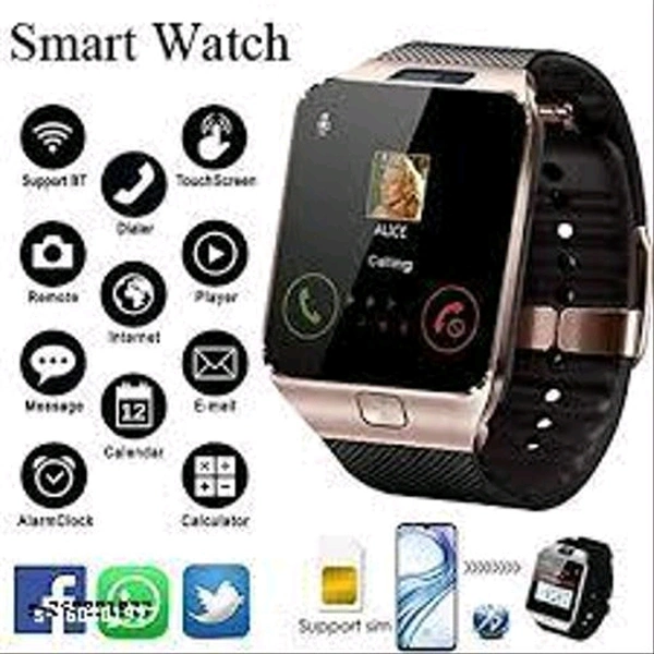 Unique DZ09 4G Calling Bluetooth Camera Phone Smartwatch - Black, Free Size