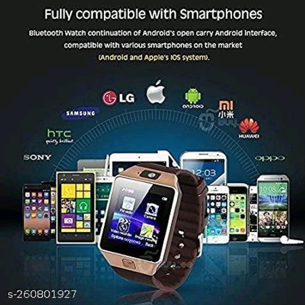 Unique DZ09 4G Calling Bluetooth Camera Phone Smartwatch - Black, Free Size