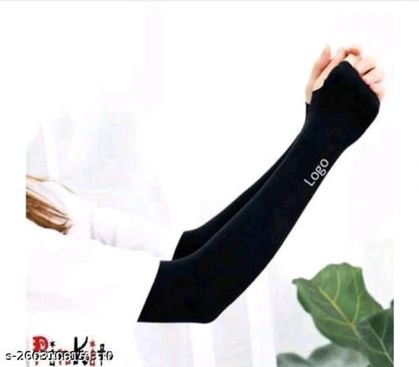 Arm Sleev Hand Gloves - Black, Free Size