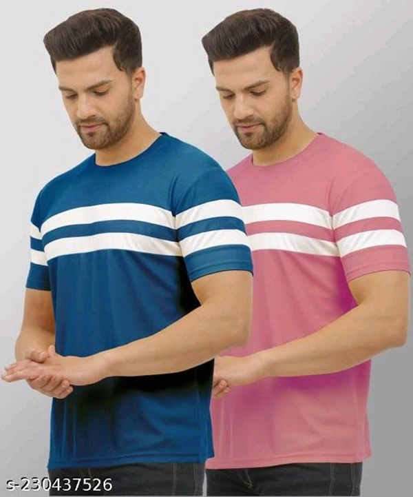 Men Solid Half Sleeve T-shirt  In Multicolour With Pack Of 2 Pcs - S M L XL