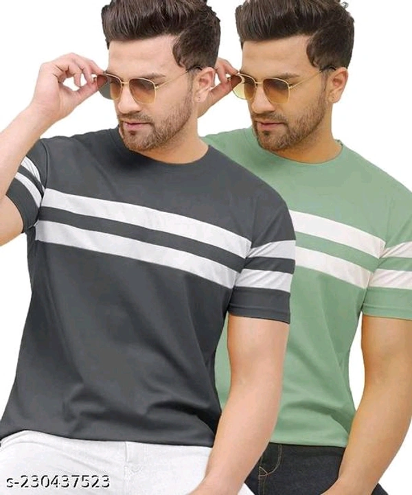 Men Solid Half Sleeve T-shirt  In Multicolour With Pack Of 2 Pcs - S M L XL