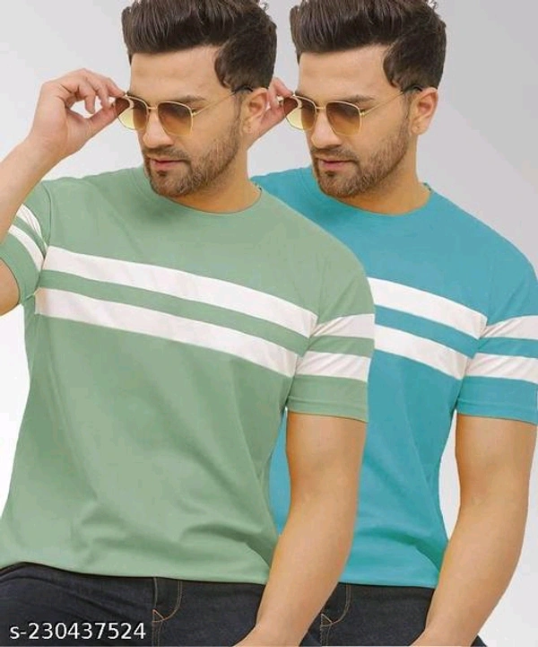 Men Solid Half Sleeve T-shirt  In Multicolour With Pack Of 2 Pcs - S M L XL