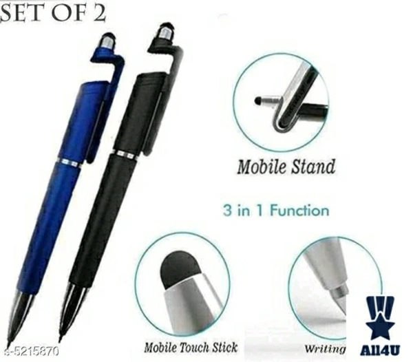 3 in 1 Touch Ball Pen, Mobile Stand and mobile screen wipe pen