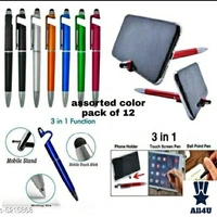 3 in 1 Touch Ball Pen, Mobile Stand and mobile screen wipe pen