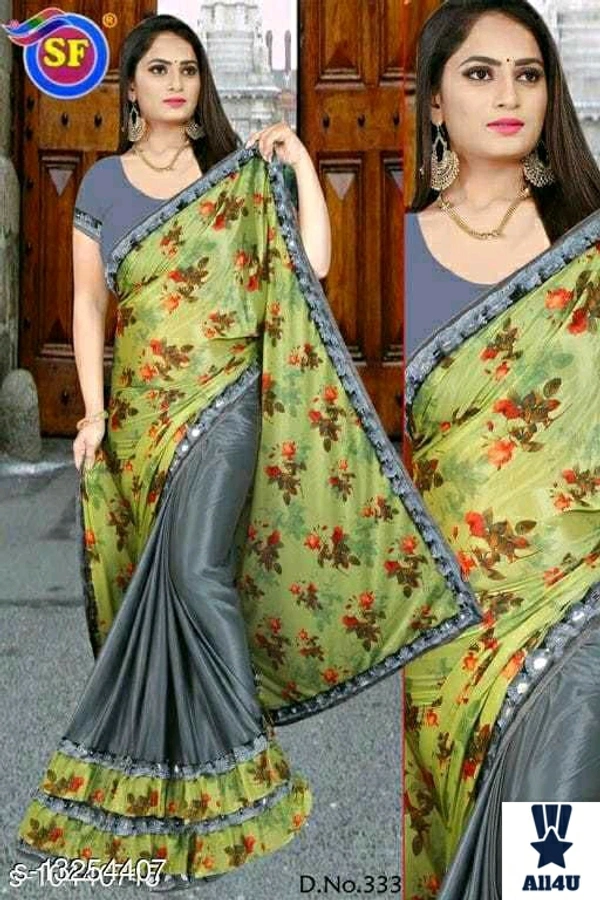 Bollywood Lycra Printed Saree with Blouse piece